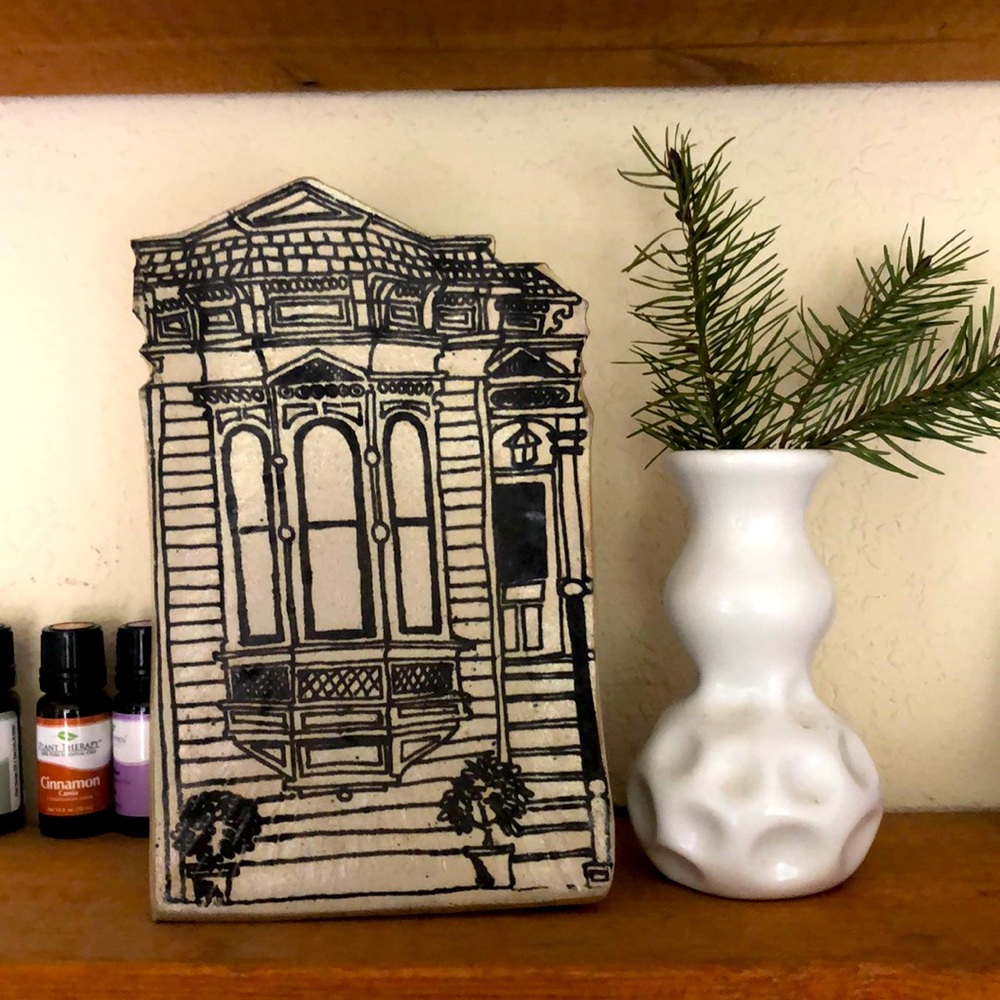 Ceramic Victorian home pot/planter